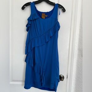 Ali Ro One Shoulder Blue Silk Dress